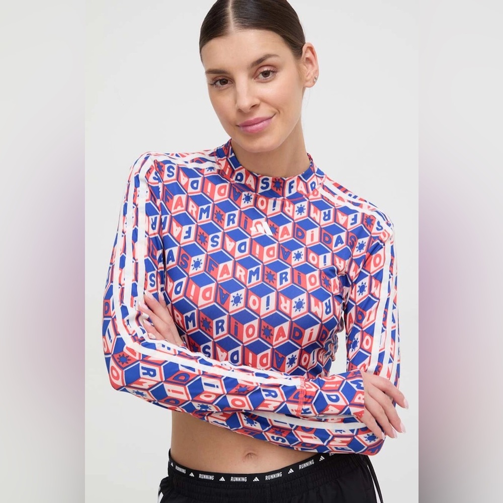 adidas Multicolor Geometric Crop Top - Blue & Red